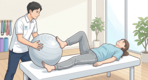 足裏でバランスボールを使った運動